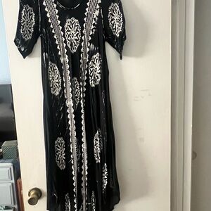Shoreline Black and White Midi Dress